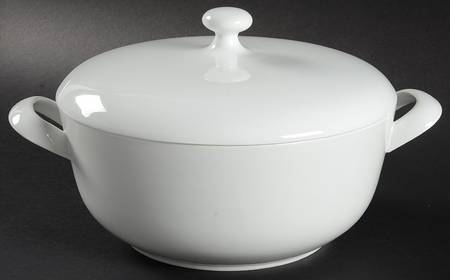 White Round Covered Vegetable