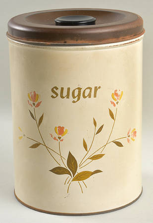Autumn Leaf Round Tin Sugar Canister with Copper Lid