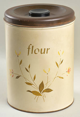 Autumn Leaf Round Tin Flour Canister with Copper Lid