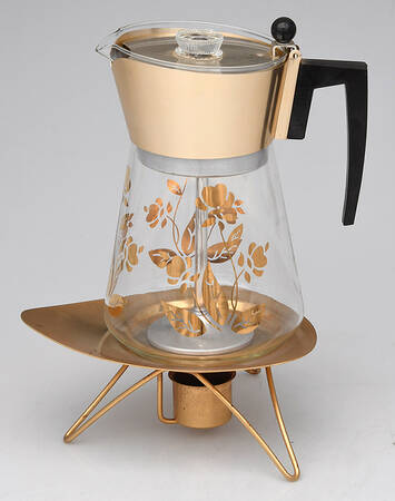 Autumn Leaf Glass Beverage Server with Metal Lid and Stand