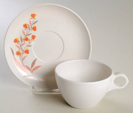Autumn Leaf Melmac/Melamine Flat Cup & Saucer Set