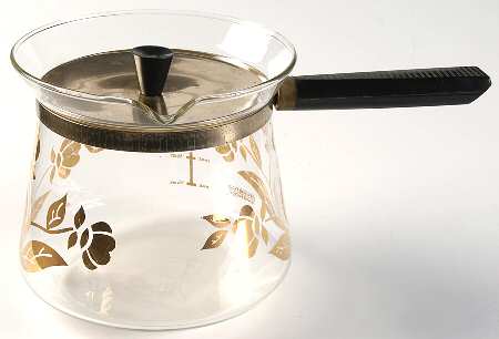 Autumn Leaf Glassware Sauce Server & Metal Lid