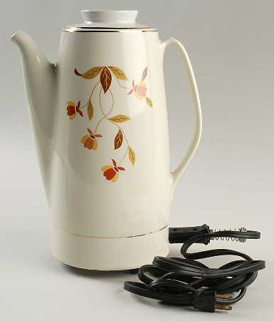 Autumn Leaf Electric Percolator & Lid W/Cord No Drip Basket
