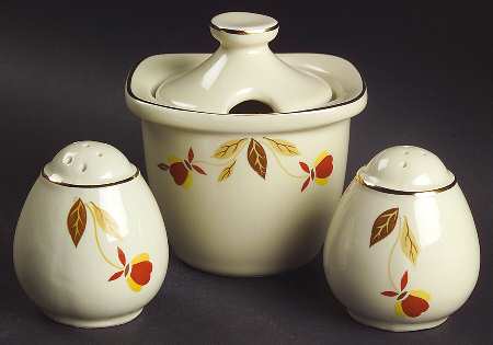 Autumn Leaf 4 Piece Condiment Set (Mustard W/ Lid,Salt,Pepper)
