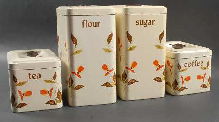 Autumn Leaf Metal Canisters (Flour, Sugar, Coffee,T ea) - Set of 4