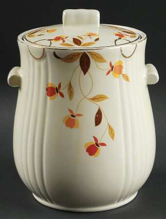 Autumn Leaf Right Decal Rayed Cookie Jar & Lid
