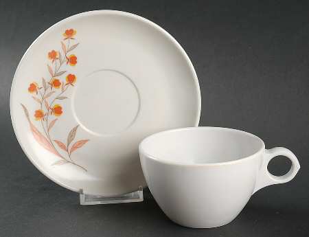 Autumn Leaf Melmac/Melamine Flat Cup & Saucer Set