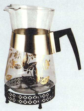 Autumn Leaf Glassware Pitcher on Metal Stand