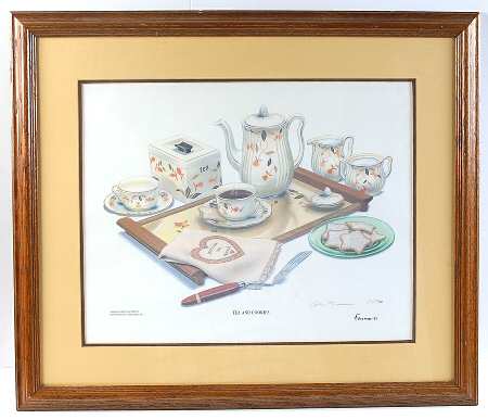 Autumn Leaf Framed "Tea and Cookies" Print