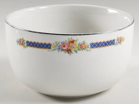 Blue Bouquet (Platinum Trim) 7" Straight Sided Bowl (No Embossed Rings)