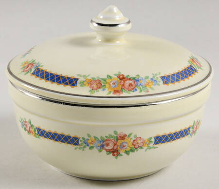 Blue Bouquet (Platinum Trim) "Thick Rim" Drip Jar & Lid