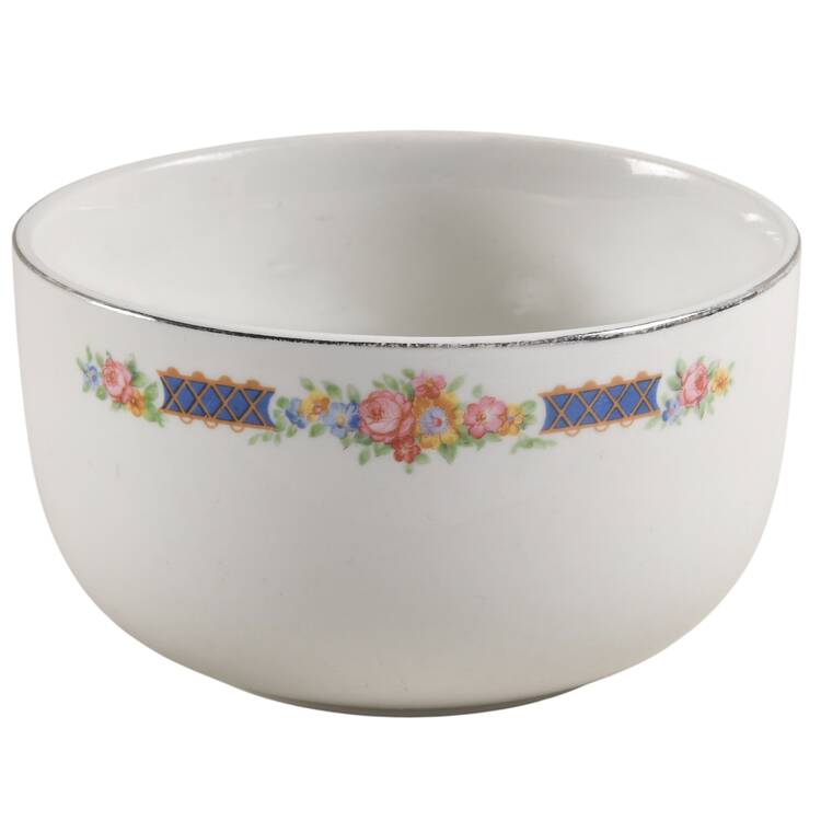Blue Bouquet (Platinum Trim) 6" Straight Sided Bowl (No Embossed Rings)