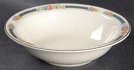 Blue Bouquet (Platinum Trim) Rim Cereal Bowl