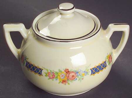 Blue Bouquet (Platinum Trim) Boston Sugar Bowl & Lid