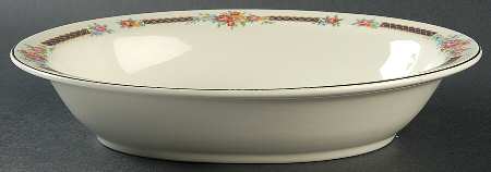 Blue Bouquet (Platinum Trim) 10" Oval Vegetable Bowl