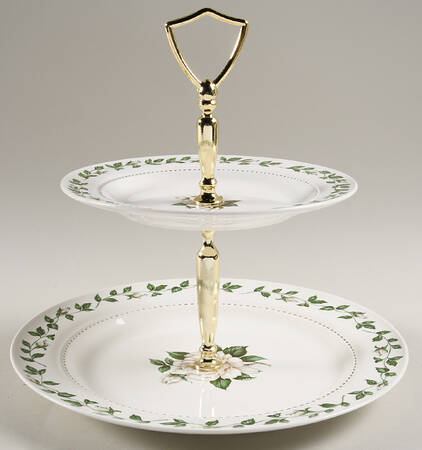 Cameo Rose 2 Tiered Serving Tray (Dinner & Salad Plate)