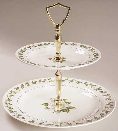 Cameo Rose 2 Tiered Serving Tray (Dinner&Bread/Butter Plate)