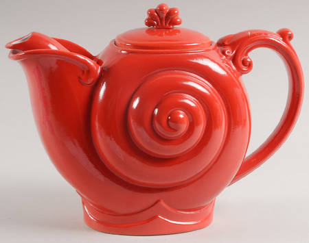 Chinese Red Nautilus Teapot & Lid