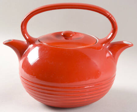 Chinese Red Twinspout Teapot & Lid