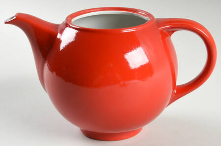 Chinese Red Plain Globe Teapot No Lid