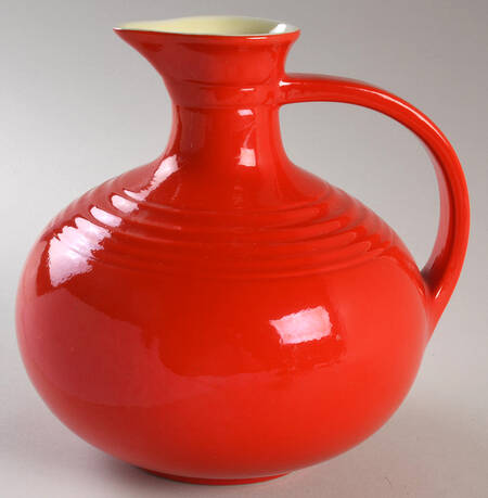 Chinese Red Five Band Carafe, No Lid