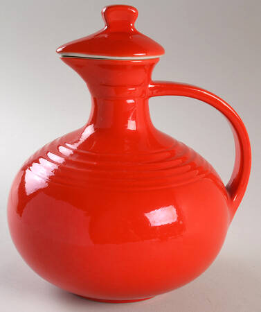 Chinese Red Five Band Carafe with Lid