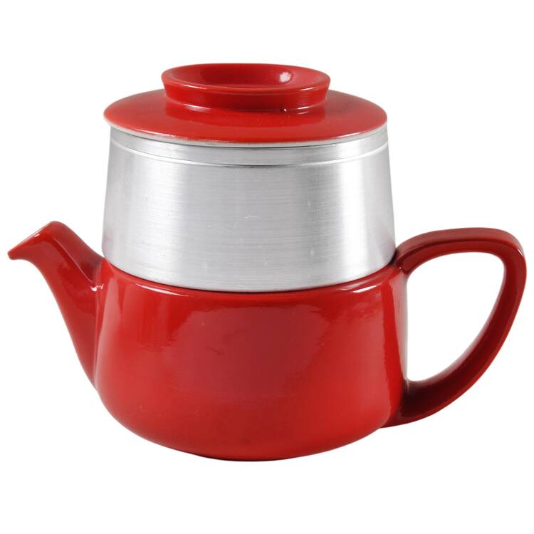Chinese Red Empress Coffee Pot & Lid with Metal Drip