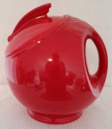 Chinese Red Sundial Cookie Jar & Lid