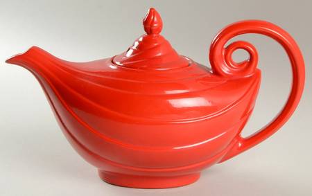 Chinese Red Aladdin Teapot & Lid