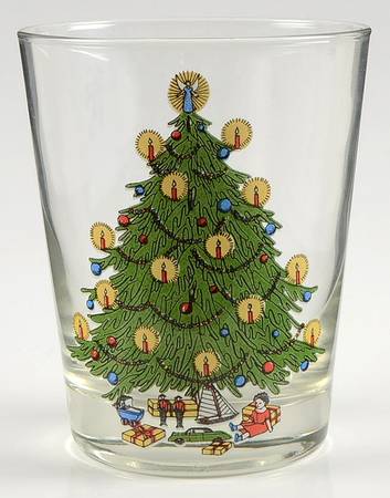 Christmas Tree & Holly Glassware Double Old Fashioned