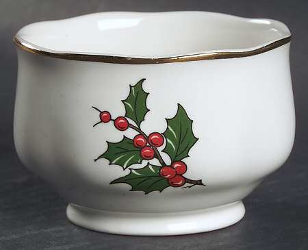 Christmas Tree & Holly Mini Open Sugar Bowl