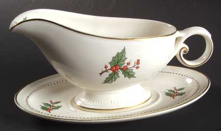 Christmas Tree & Holly Gravy Boat & Underplate