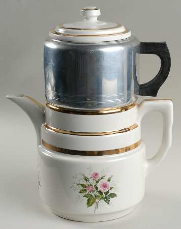 Heather Rose Terrace Coffee Pot & Lid with Metal Drip