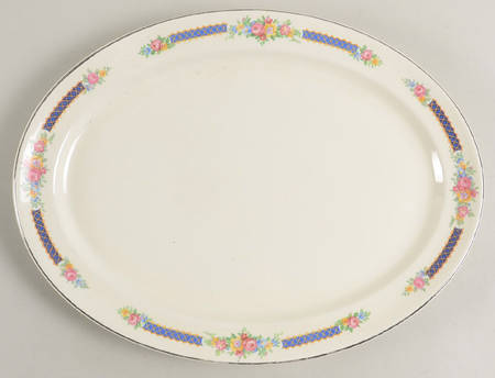 Blue Bouquet (Gold Trim) 13" Oval Serving Platter
