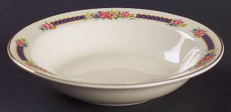 Blue Bouquet (Gold Trim) Rim Fruit/Dessert (Sauce) Bowl