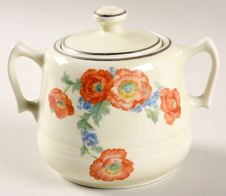 Orange Poppy Great American Sugar Bowl & Lid