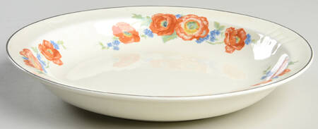Orange Poppy Rim Soup Bowl