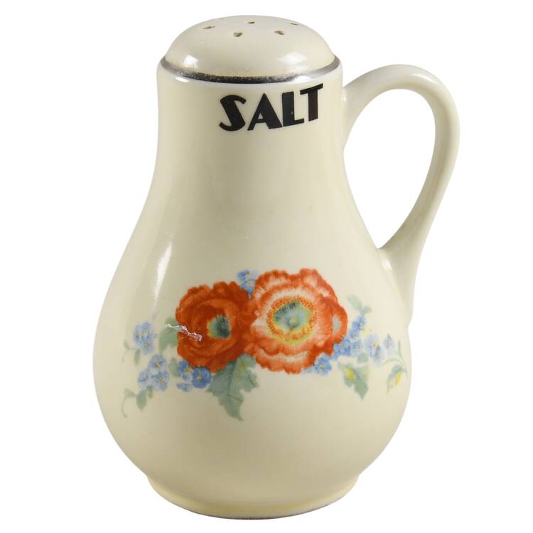 Orange Poppy Handled Lettered Salt Shaker