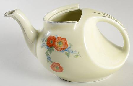 Orange Poppy Streamline Shape Teapot No Lid