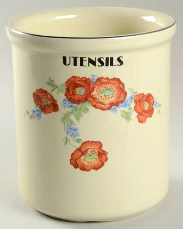 Orange Poppy Utensil Holder