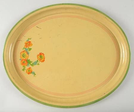 Orange Poppy Metal Oval Tray