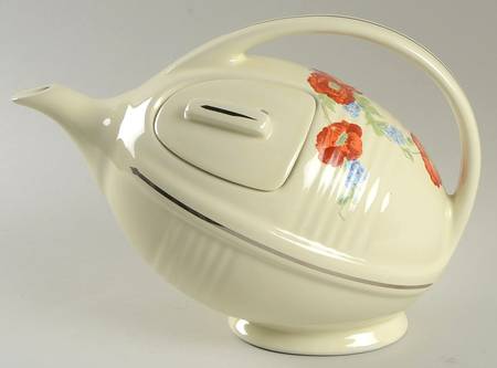 Orange Poppy Football Teapot & Lid