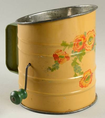 Orange Poppy Metal Flour Sifter