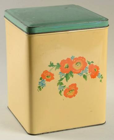 Orange Poppy Extra Large Square Metal Canister