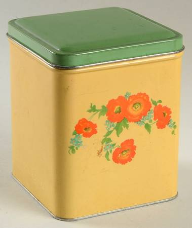 Orange Poppy Small Square Metal Canister