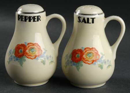 Orange Poppy Handled Lettered Salt & Pepper Set