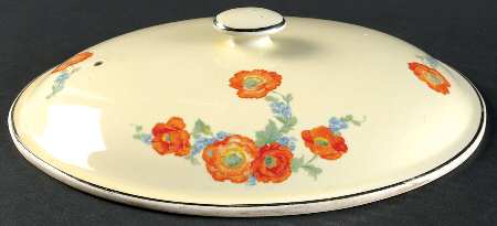 Orange Poppy Lid for 3.5 Qt Oval Covered Casserole