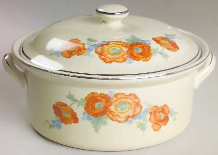 Orange Poppy #76 1 3/4 Qt Round Covered Casserole