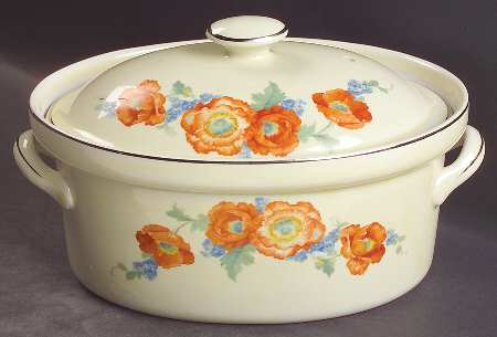 Orange Poppy 1.75 Quart Oval Covered Casserole