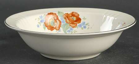 Orange Poppy Rim Cereal Bowl